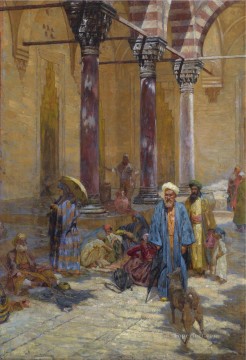 Árabe Painting - ESCENA ORIENTAL EN EL RECINTO DE UNA MEZQUITA de Symeon Sabbides Araber